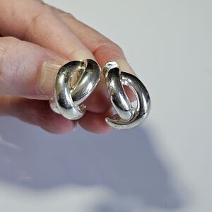 TJG The Jewelry Group Vintage Silver Tone Clip On Abstract Swirl Earrings